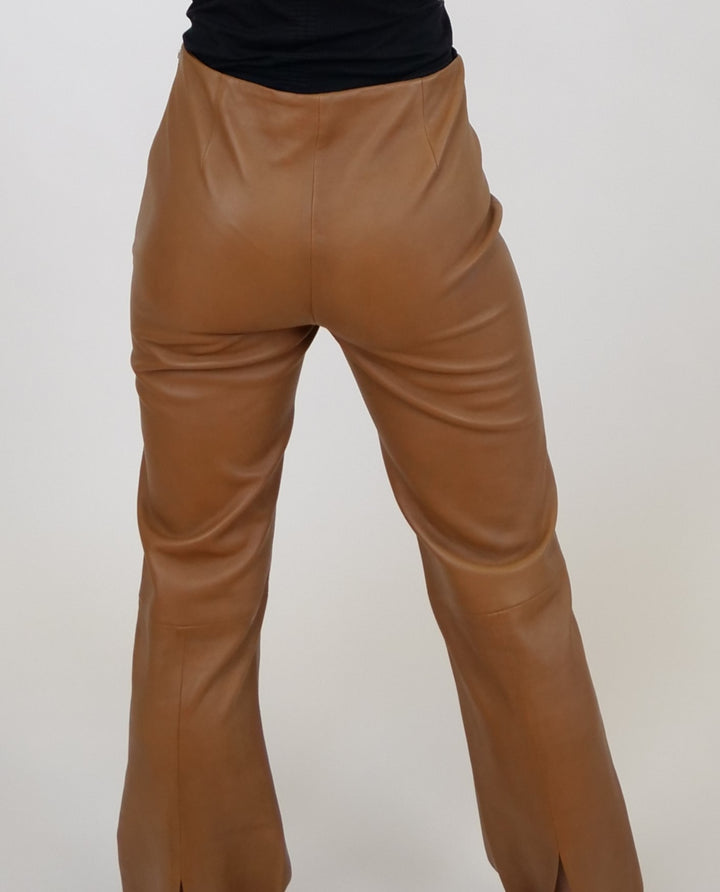 Kathleen Trousers - Lamb Dior Bonded Leather-Women - Caramel