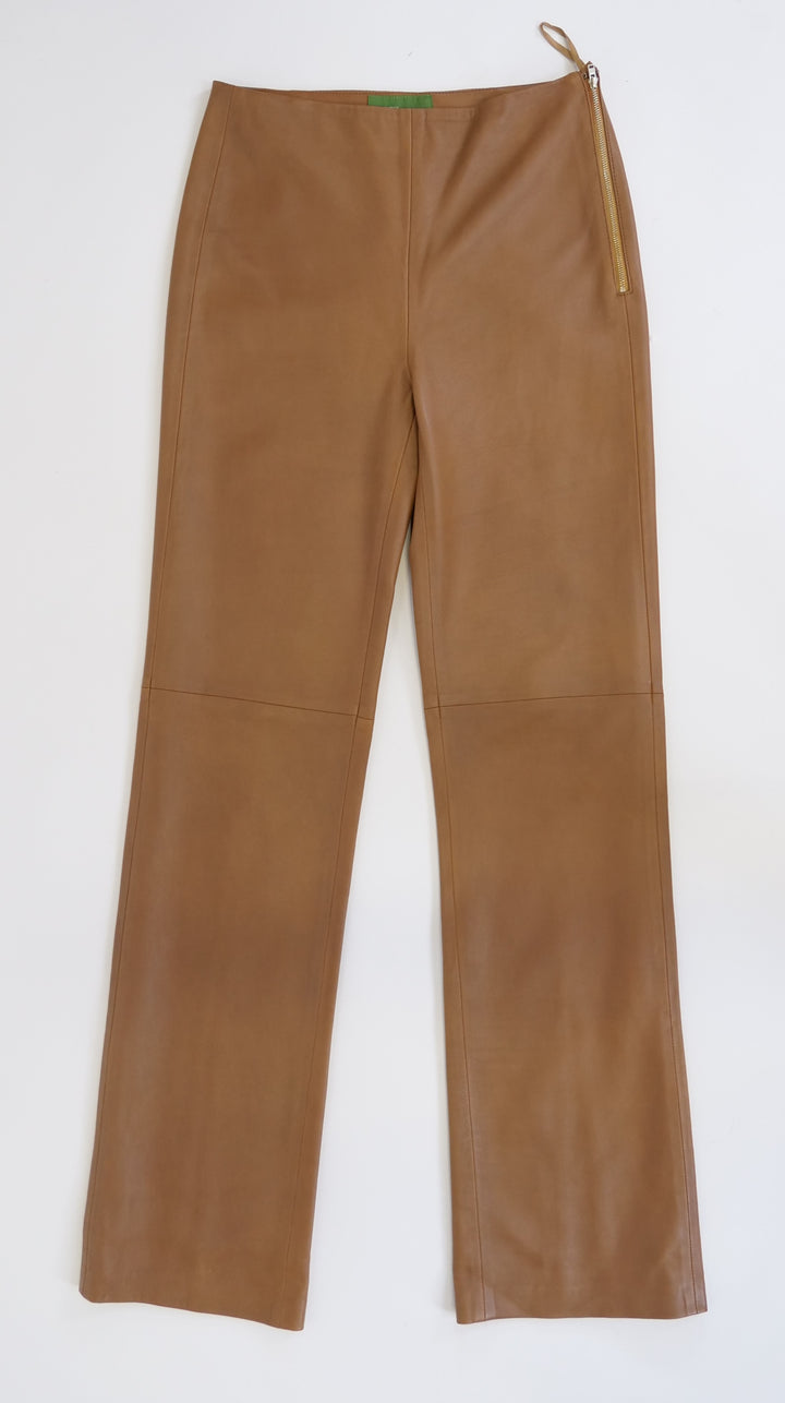 Kathleen Trousers - Lamb Dior Bonded Leather-Women - Caramel