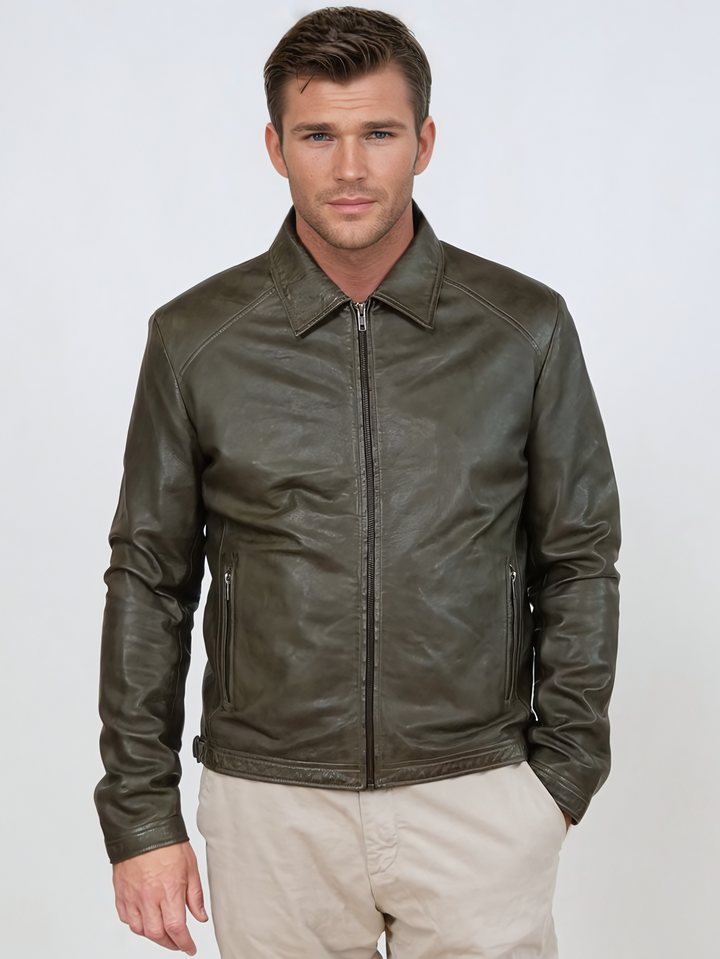 Ivar, 65 cm. - Lamb Polish Nappa Leather -Man - Olive