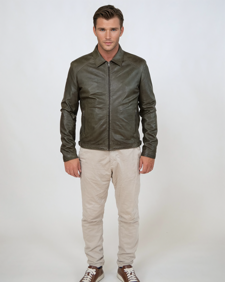 Ivar, 65 cm. - Lamb Polish Nappa Leather -Man - Olive