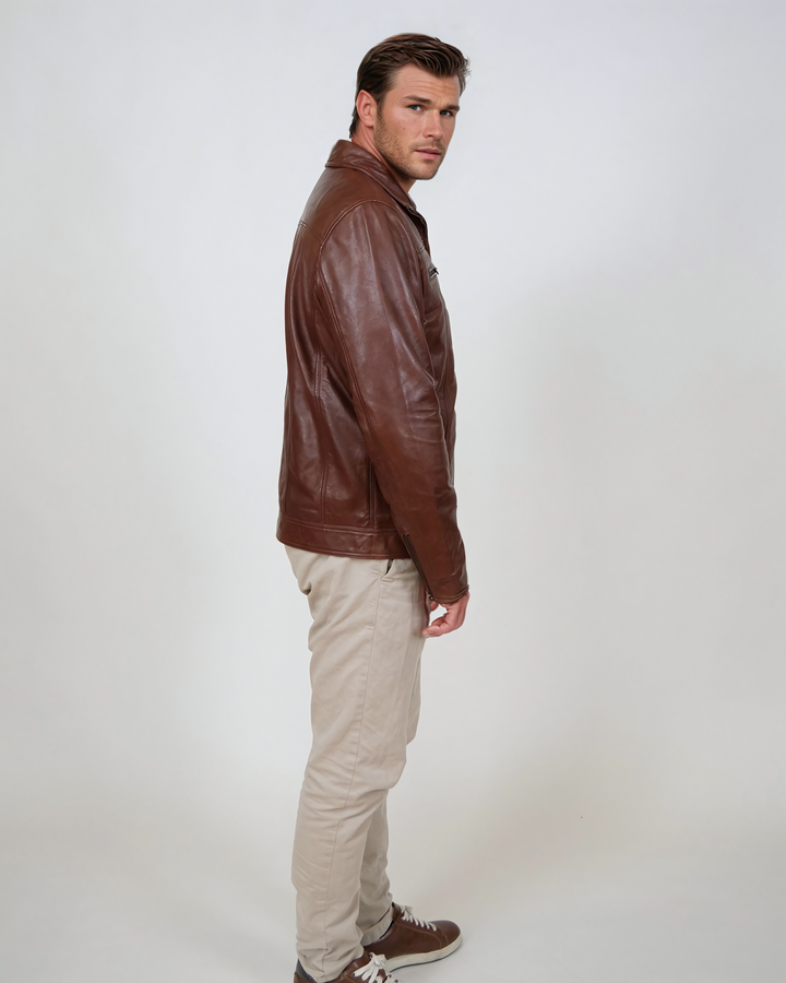 Derek - Lamb Polish Nappa Leather -Man - Copper Brown