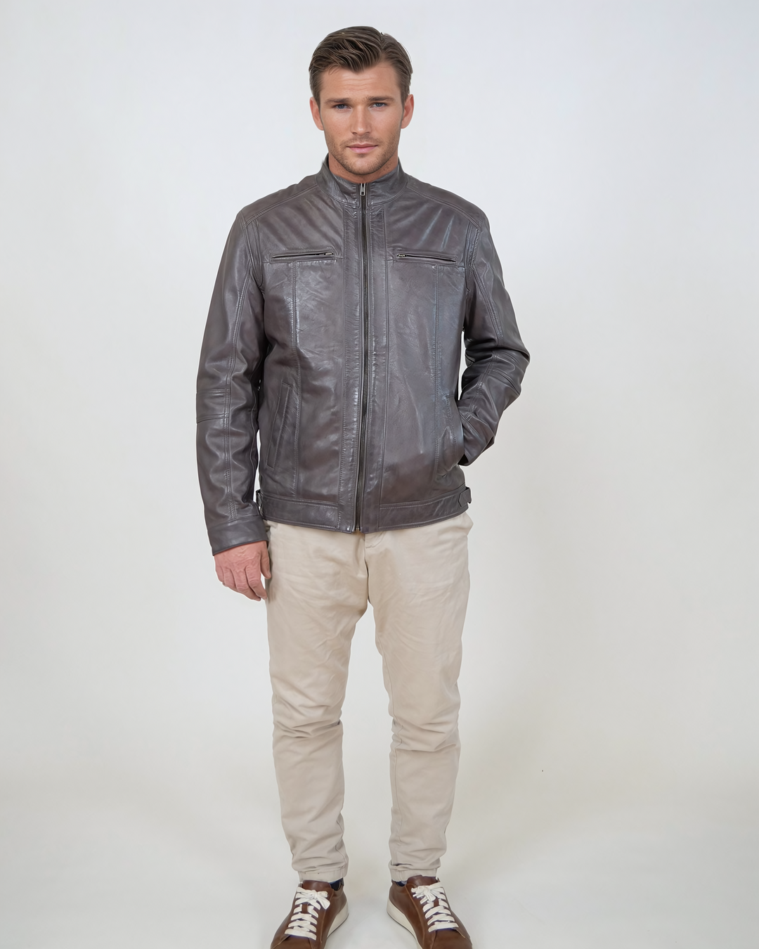 Marlow - Lamb Polish Nappa Leather -Man - Grey