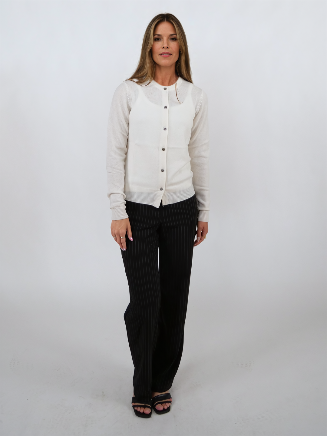 SY-23022-9 Cardigan - 100% Pure Cashmere - Women - White