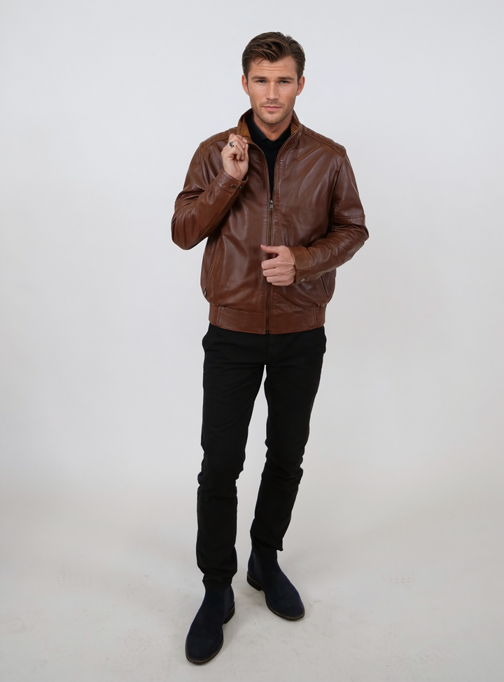 Tyson - Lamb Malli Leather - Man - Dark Cognac