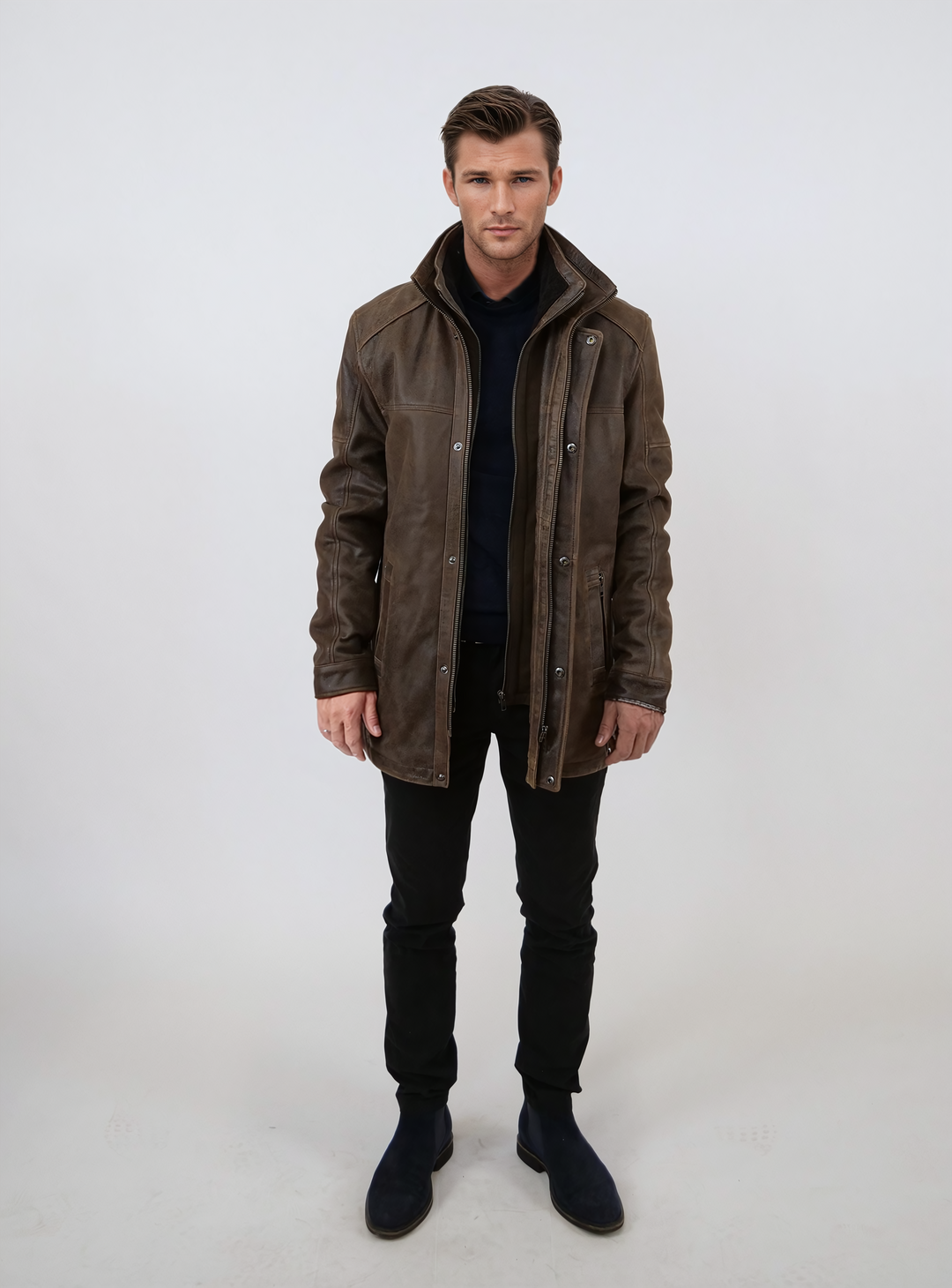 Winter Gomez, 80 cm. - Gede gnidede af læder - mand - sort