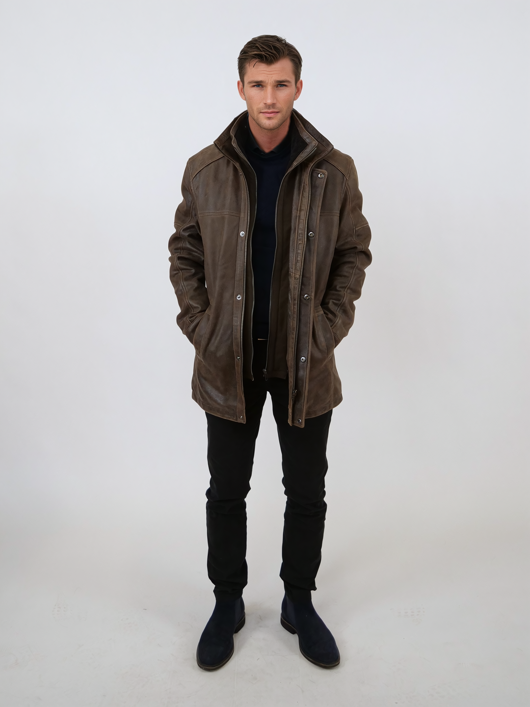 Winter Gomez, 80 cm. - Gede gnidede af læder - mand - sort