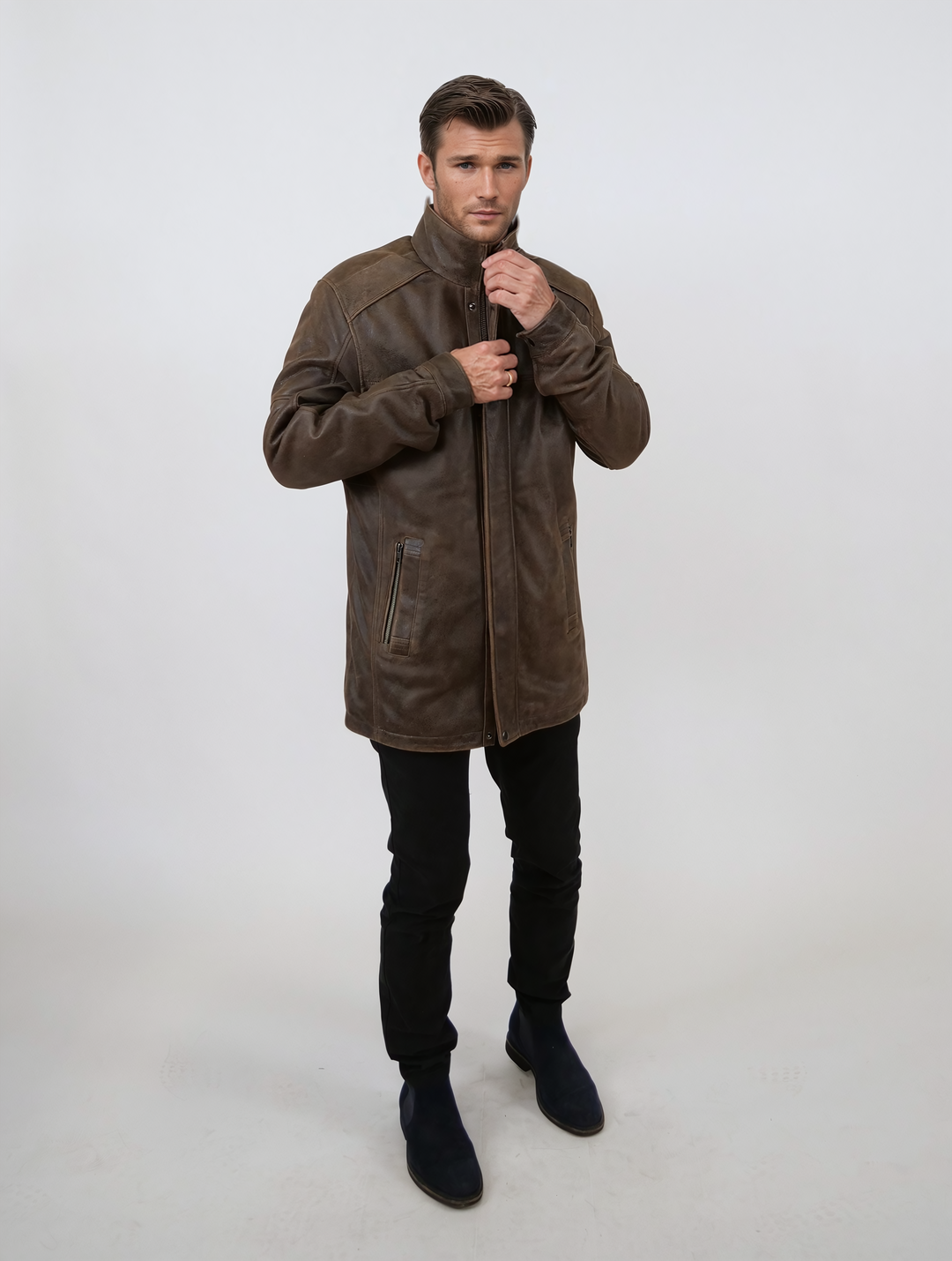 Winter Gomez, 80 cm. - Gede gnidede af læder - mand - sort