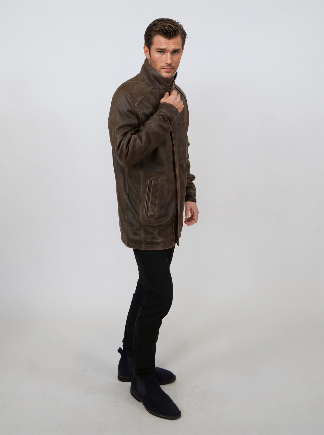 Winter Gomez, 80 cm. - Gede gnidede af læder - mand - sort