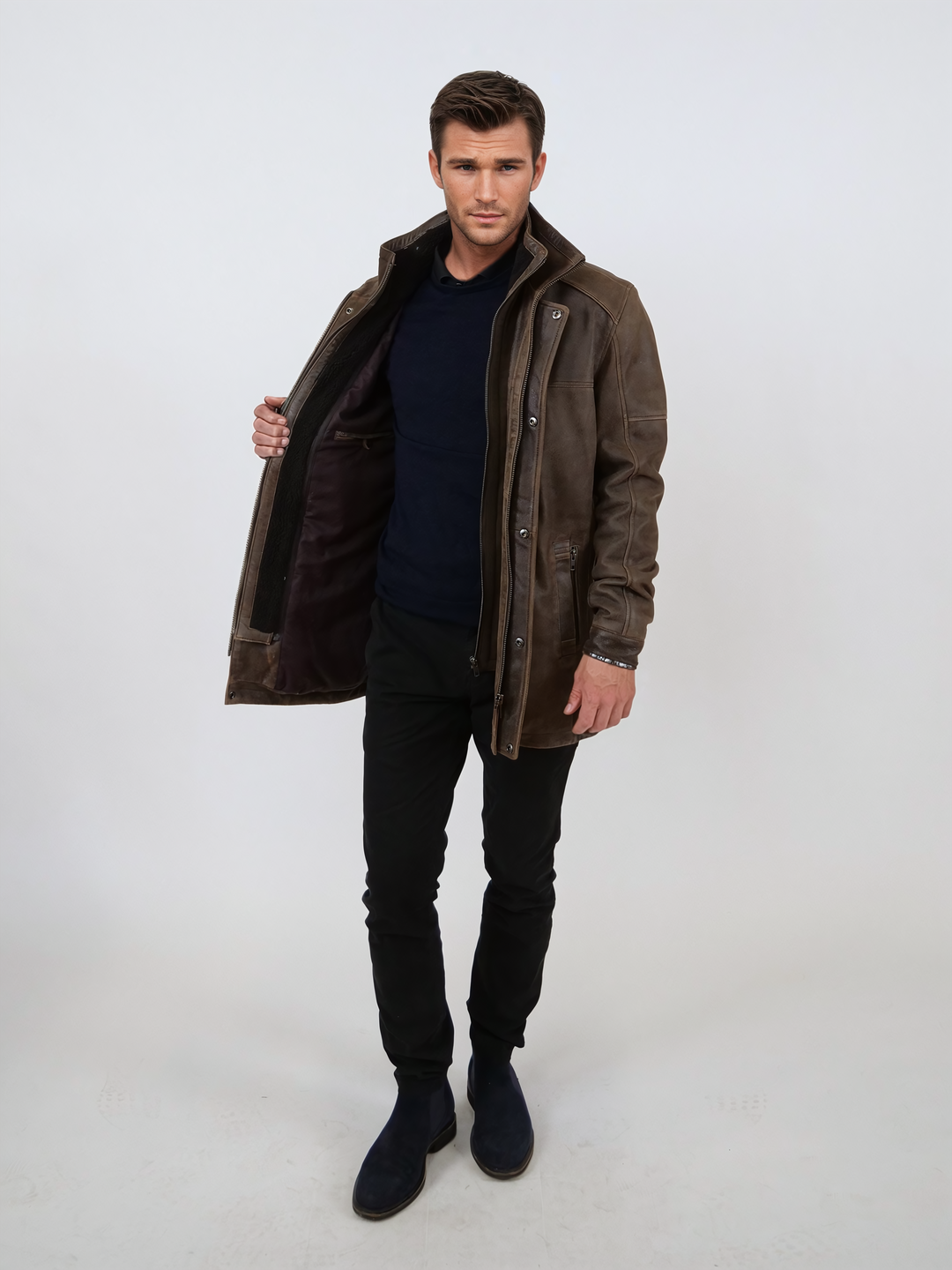 Winter Gomez, 80 cm. - Gede gnidede af læder - mand - sort