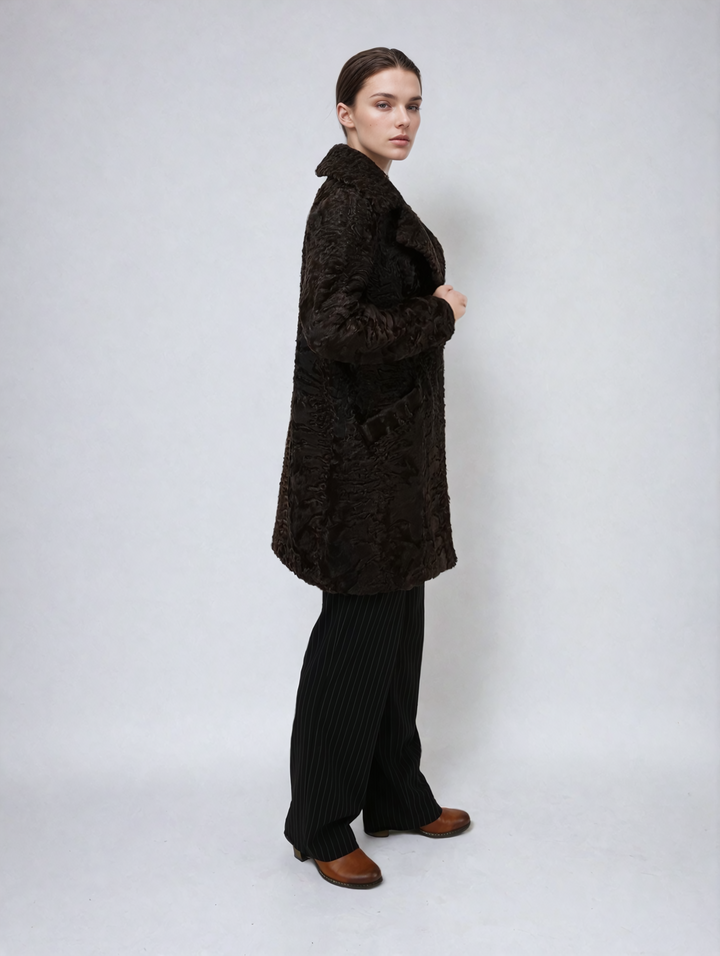 April, 85 cm. - Collar - Persian Lamb - Women - Brown