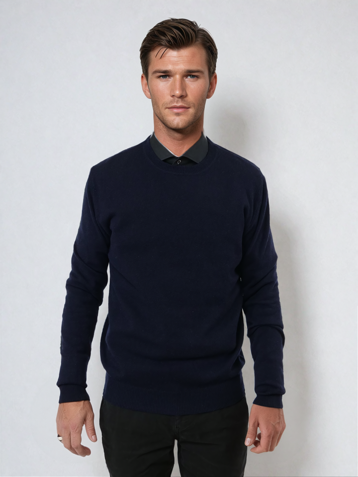 SY-1567 Mens Sweater - 100% Pure Cashmere - Men - Dark Blue