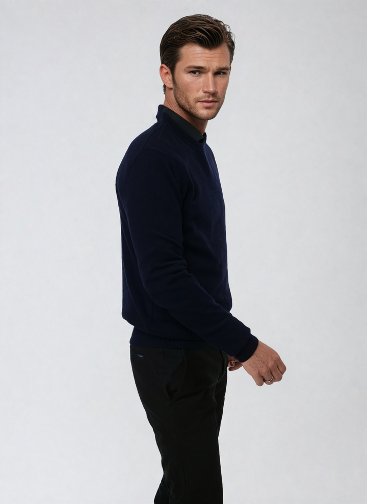 SY-1567 Mens Sweater - 100% Pure Cashmere - Men - Dark Blue