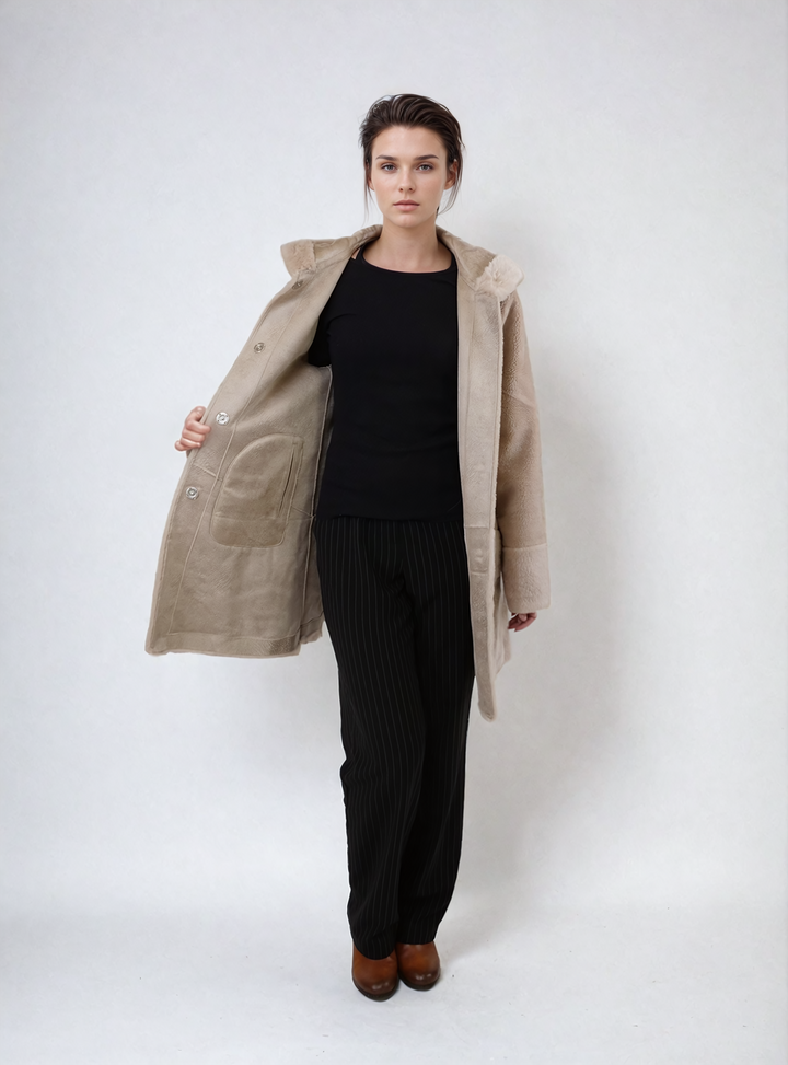 Fernandina, 85cm - Hood - Air Wool - Women - Light Camel