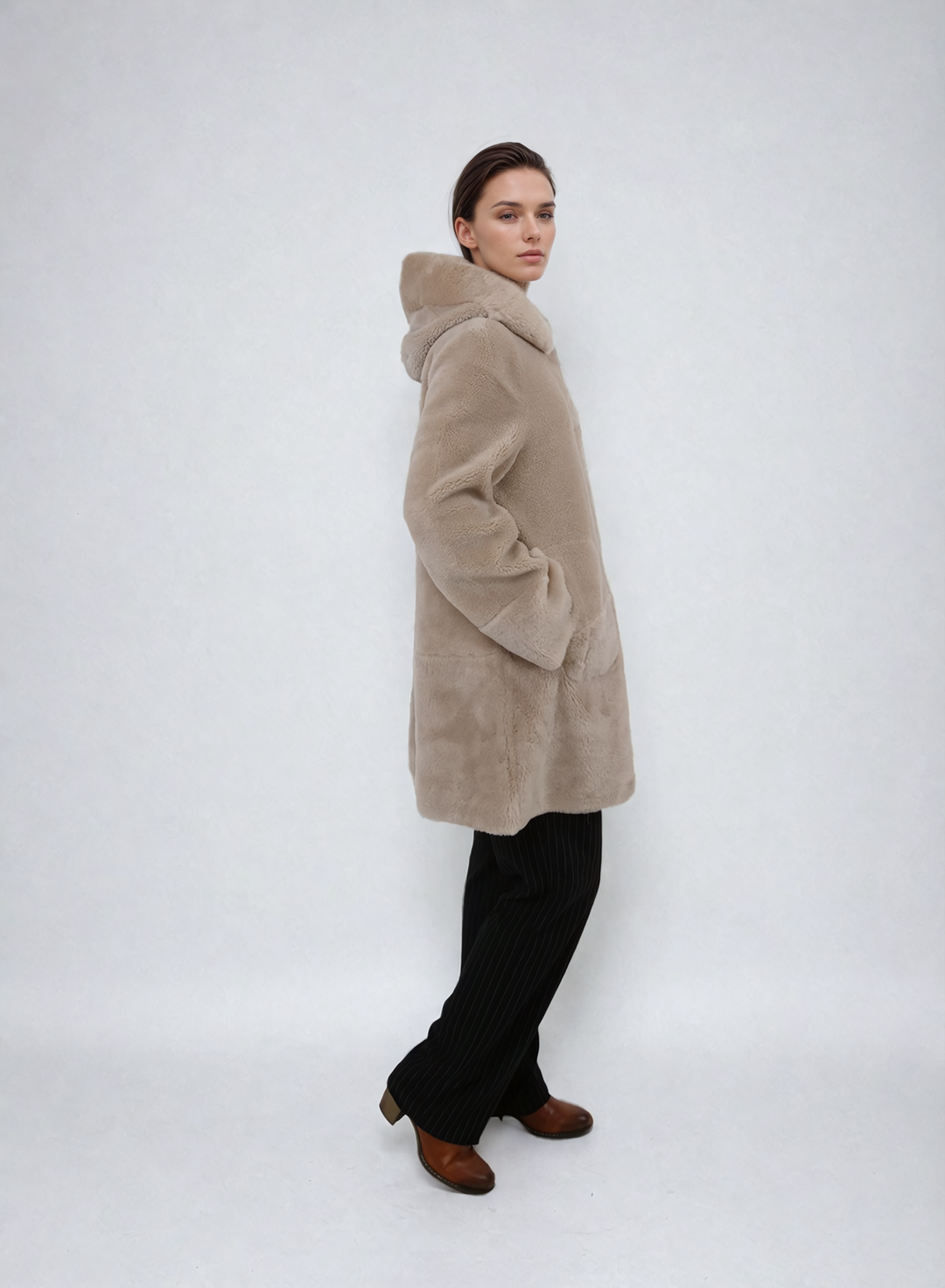 Fernandina, 85cm - Hood - Air Wool - Women - Light Camel