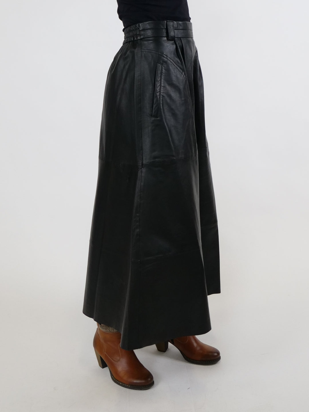 New Lummy Skirt, 88 cm. - Lamb Leather - Women - Black