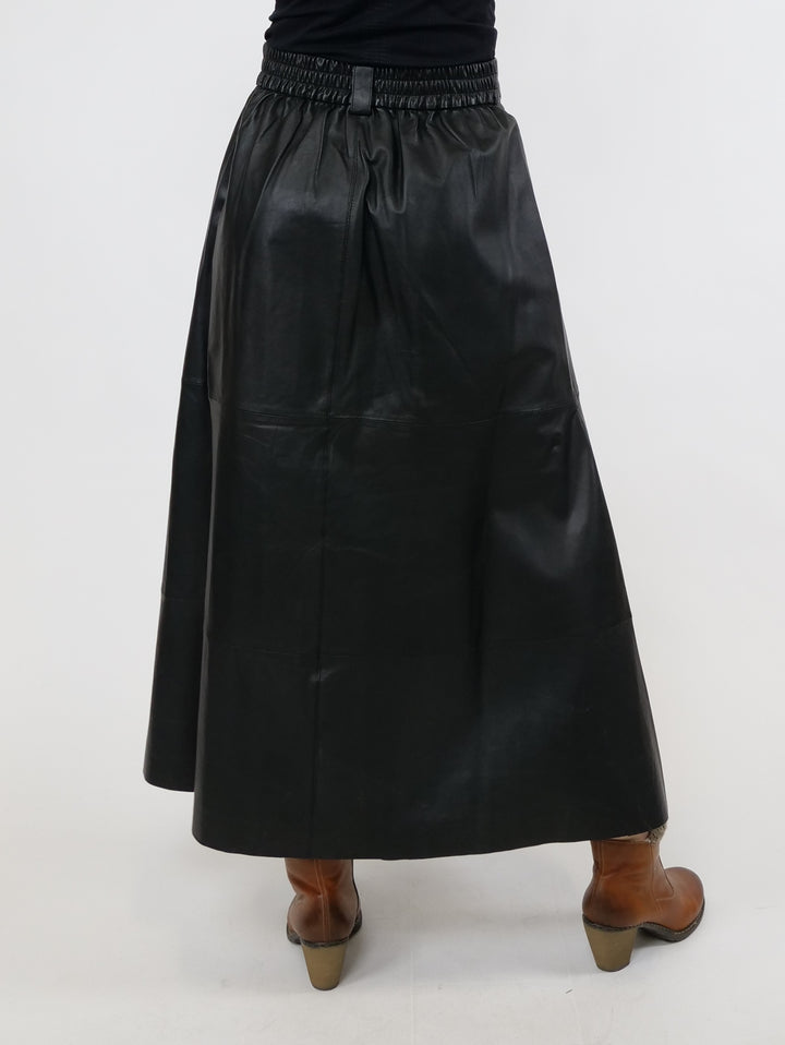 New Lummy Skirt, 88 cm. - Lamb Leather - Women - Black