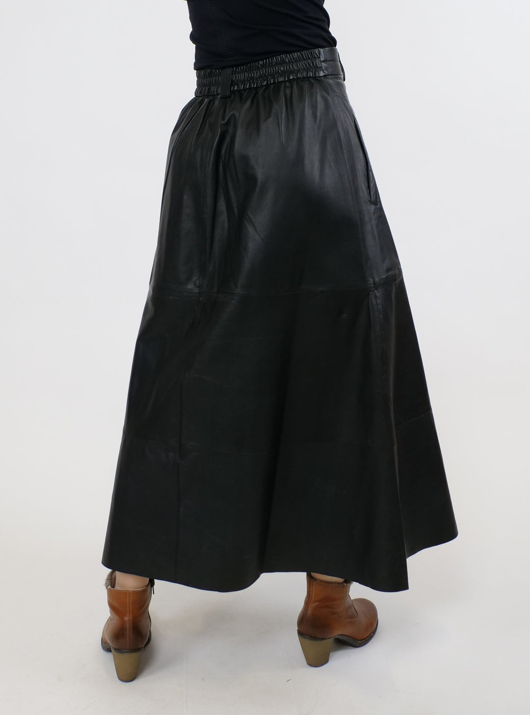 New Lummy Skirt, 88 cm. - Lamb Leather - Women - Black