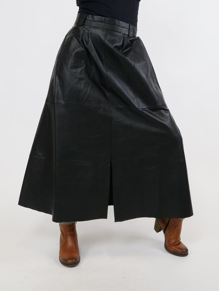 New Lummy Skirt, 88 cm. - Lamb Leather - Women - Black