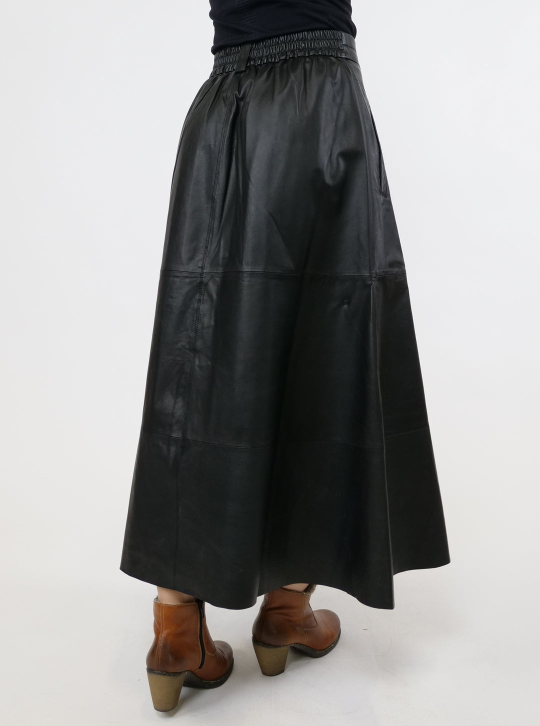 New Lummy Skirt, 88 cm. - Lamb Leather - Women - Black