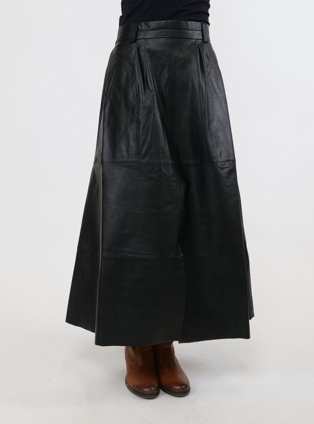 New Lummy Skirt, 88 cm. - Lamb Leather - Women - Black