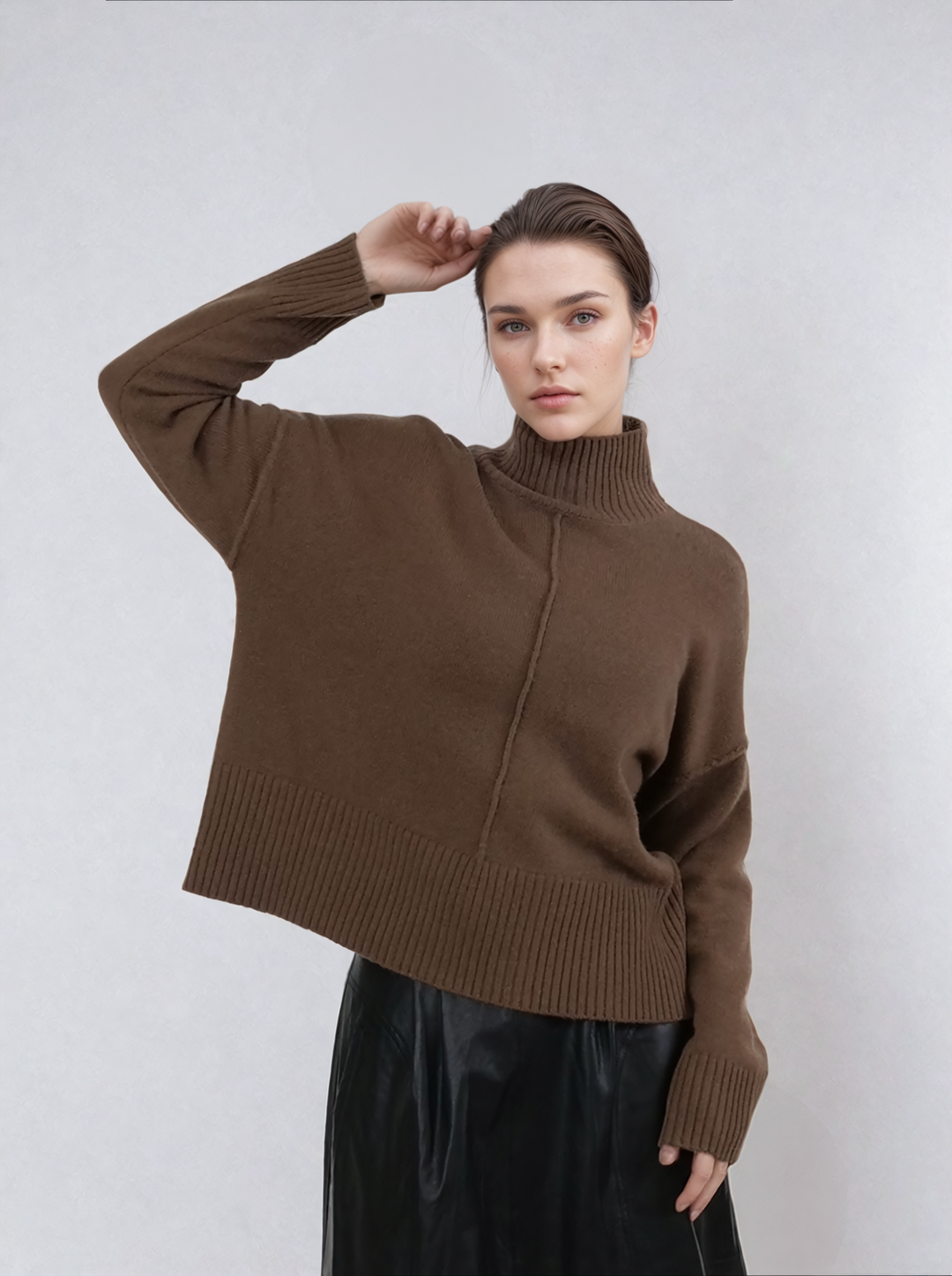 SY-23080 Sweater - 100% kashmir strik - Dame - Mørkebrun