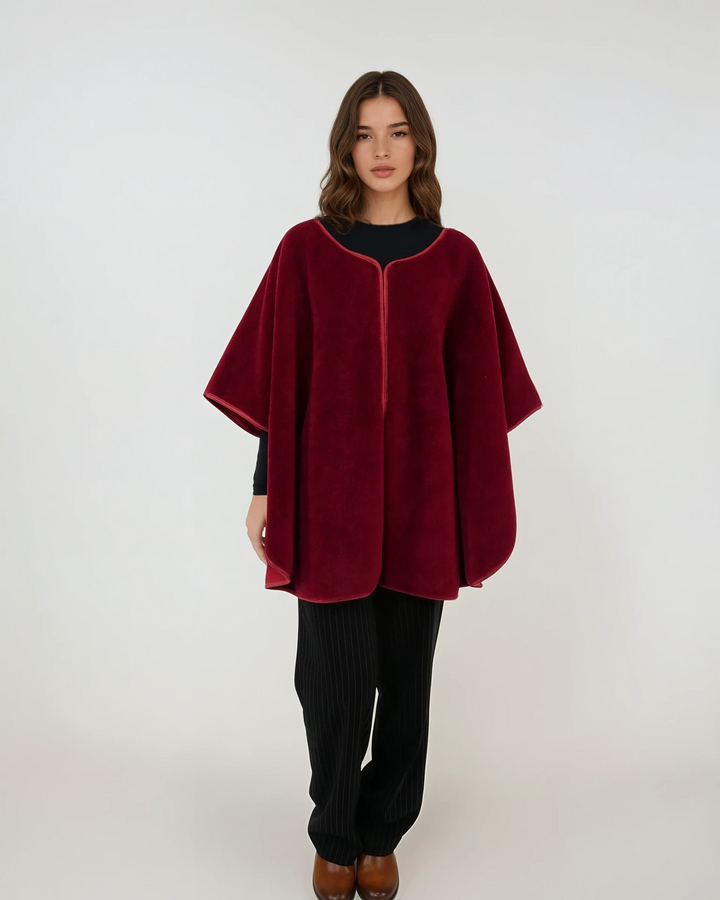 Inaya Poncho, 80 cm. - Air Wool - Kvinder - Rød