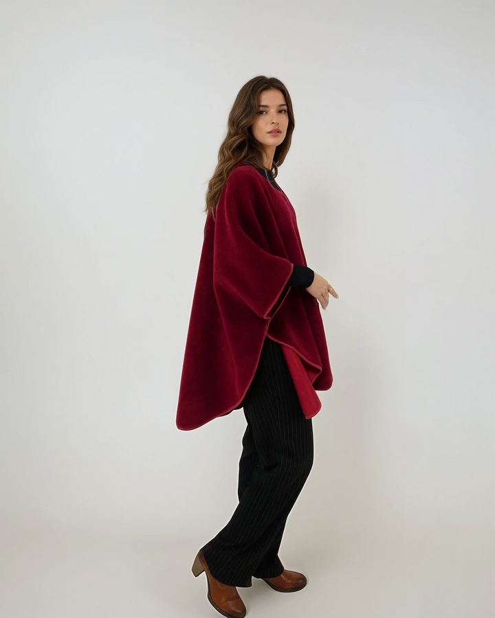 Inaya Poncho, 80 cm. - Air Wool - Kvinder - Rød