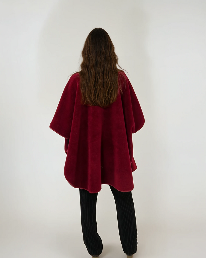 Inaya Poncho, 80 cm. - Air Wool - Kvinder - Rød