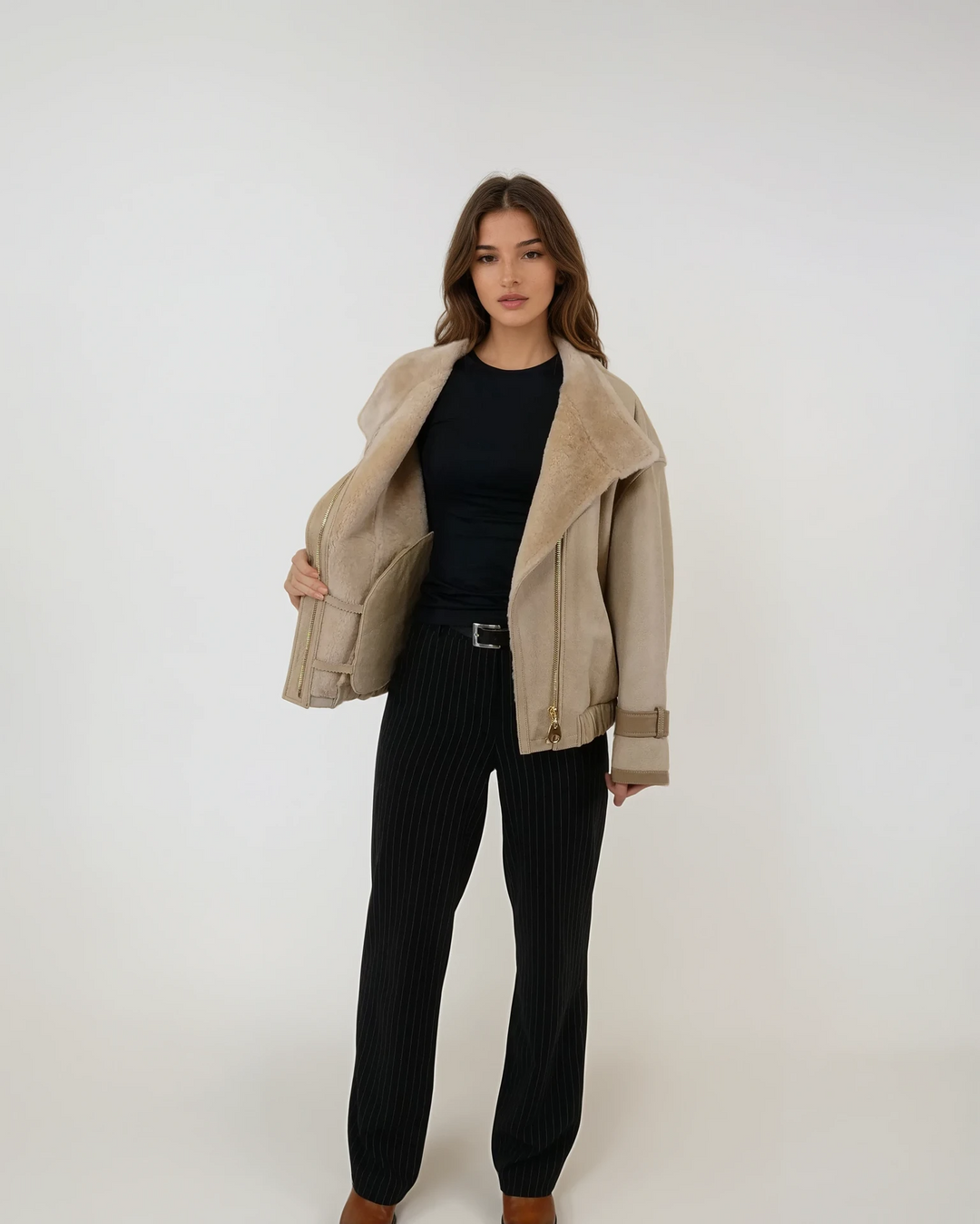 Isola, 58 cm. - Nappa Lamb - Dam - Beige