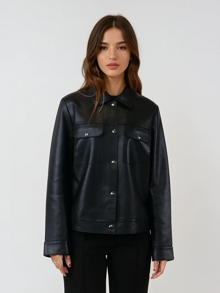 Carmen, 56 cm. - Lamb Dior Bonded Läder-Dam - Svart