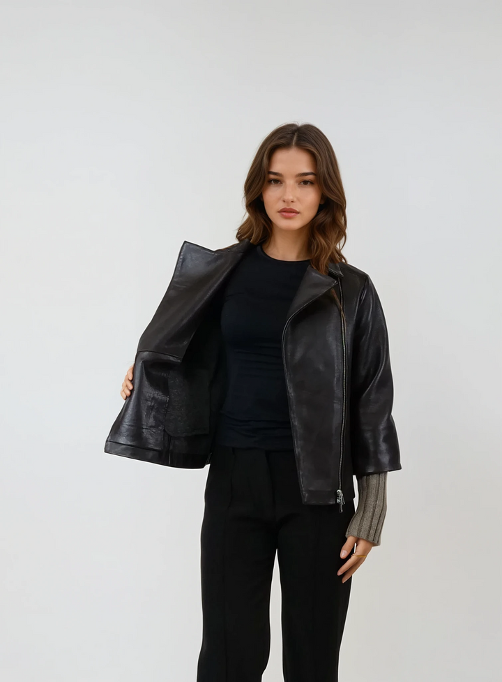 Tvillingarna, 55 cm. - Lamb Dior Bonded Leather-Women - Mörkbrun