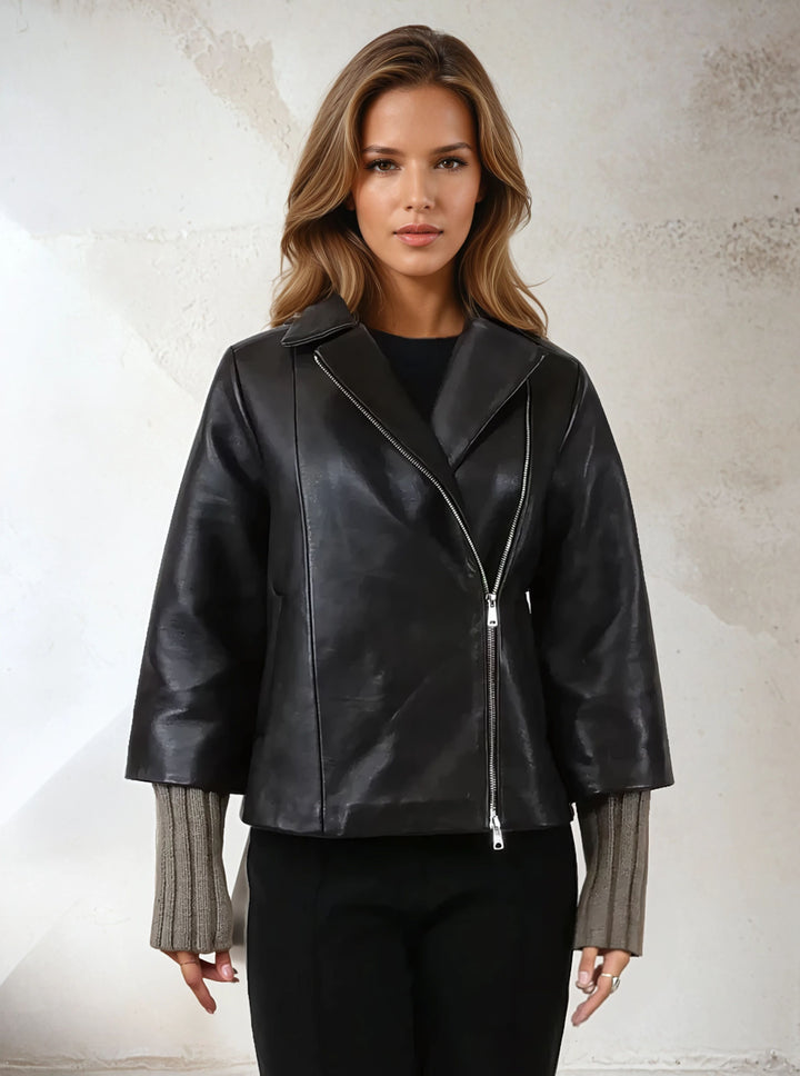 Tvillingarna, 55 cm. - Lamb Dior Bonded Leather-Women - Mörkbrun