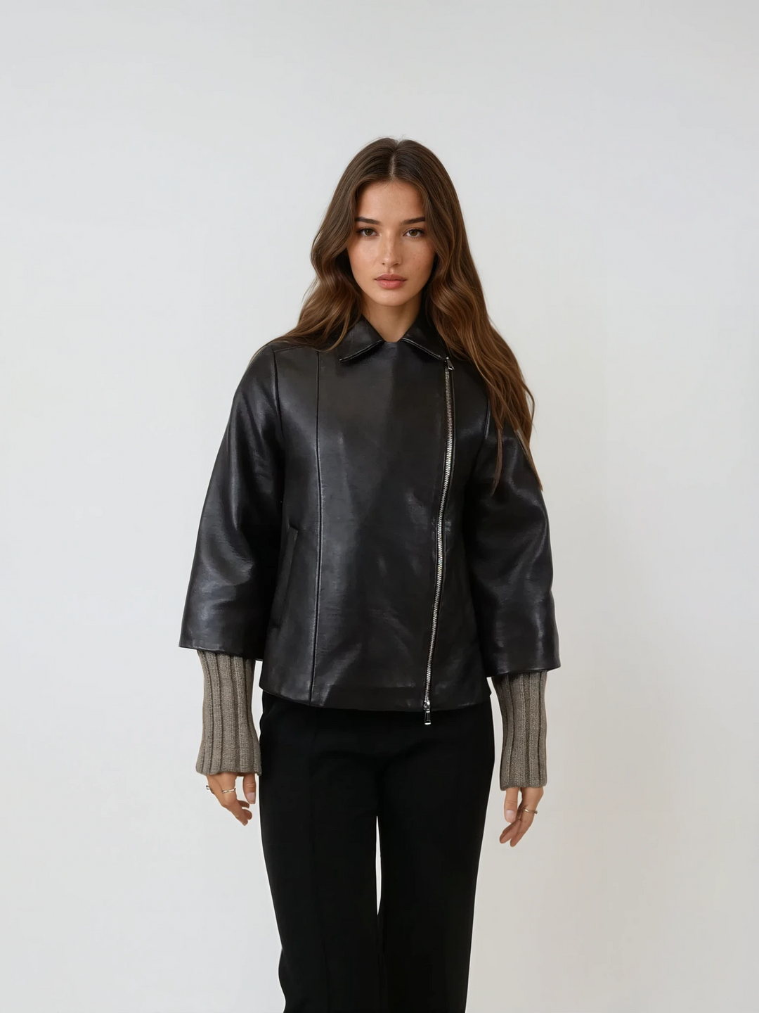 Tvillingarna, 55 cm. - Lamb Dior Bonded Leather-Women - Mörkbrun