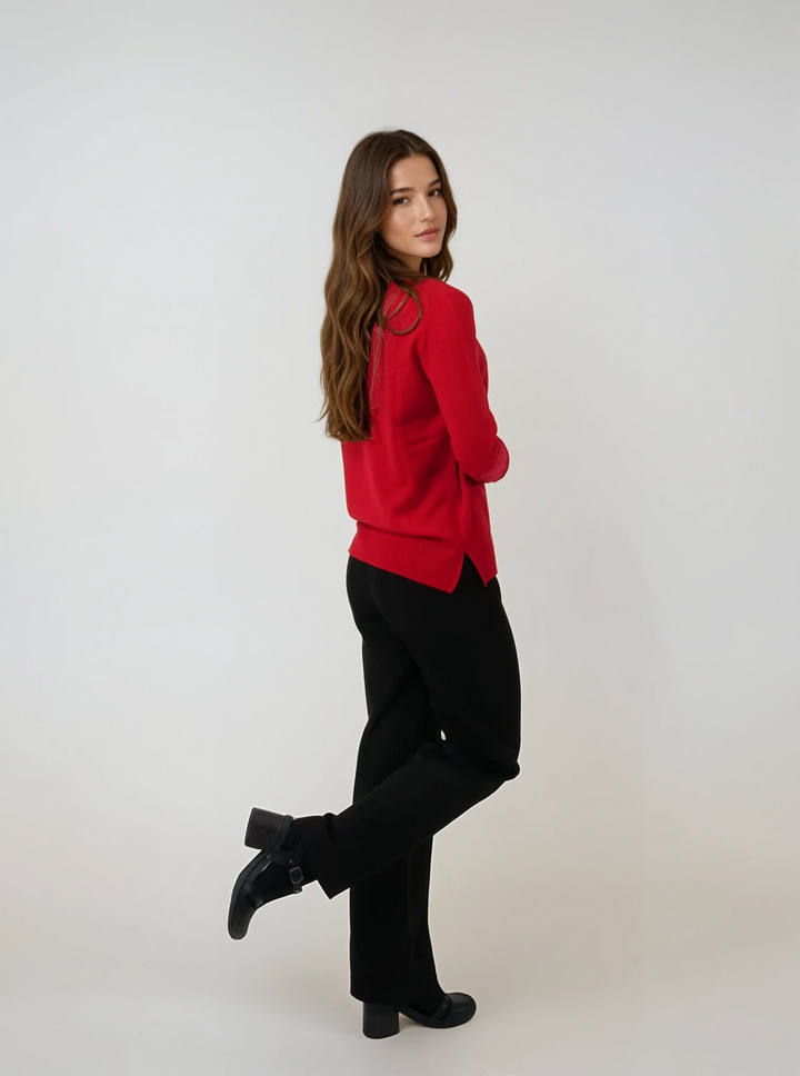 Amy-06 Sweater - 100% Pure Cashmere - Damer - Rød