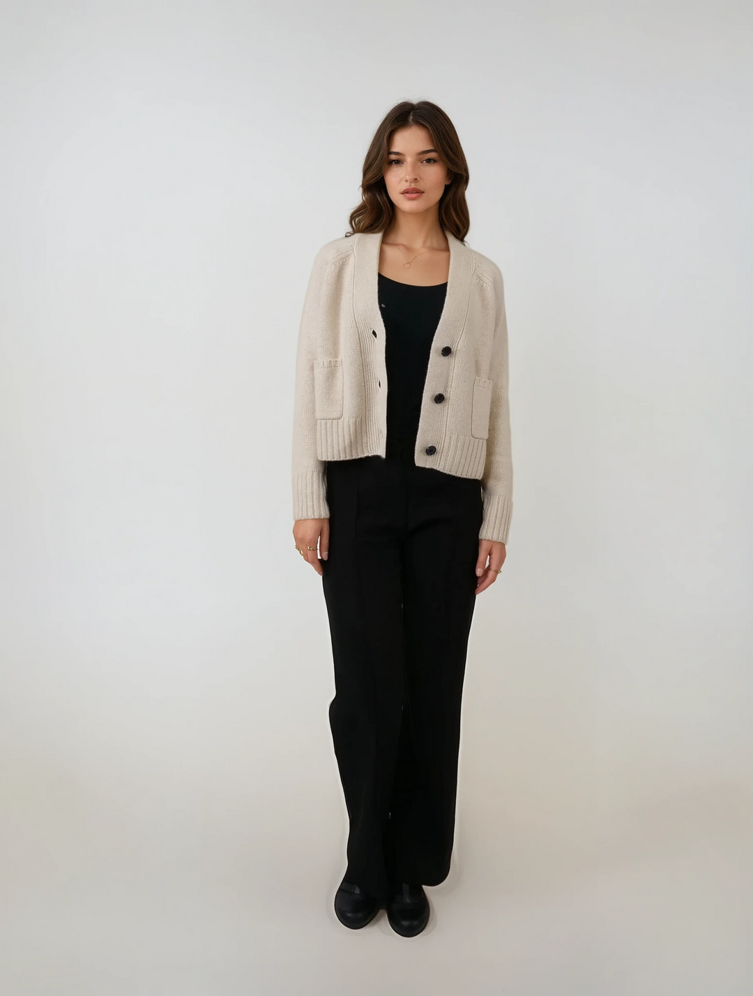 P-4062 Cardigan - 100% Pure Cashmere - Dam - Ljusbeige