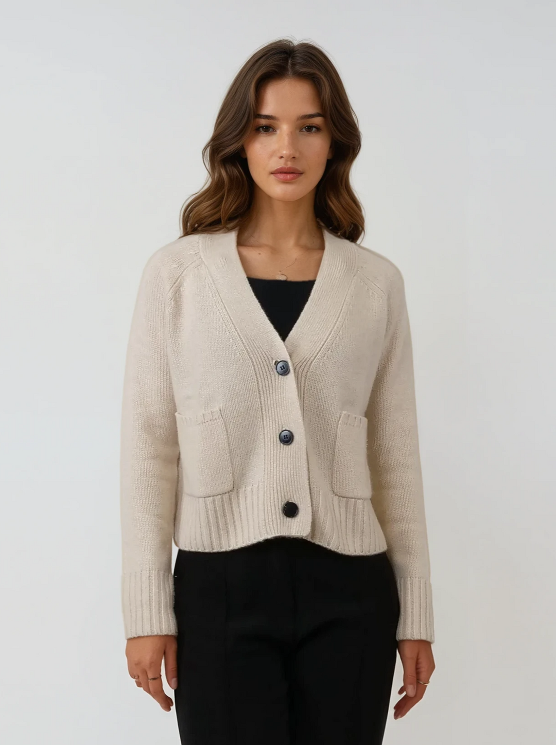 P-4062 Cardigan - 100% Pure Cashmere - Dam - Ljusbeige