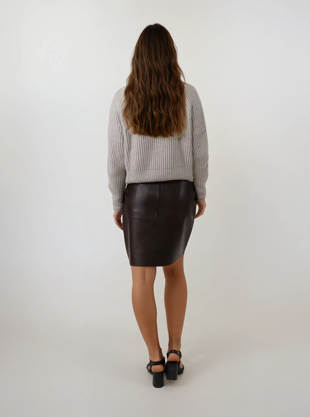 Ny Elsie kjol 44 cm. - Lamm Nappa Läder - Dam - Parker Cognac