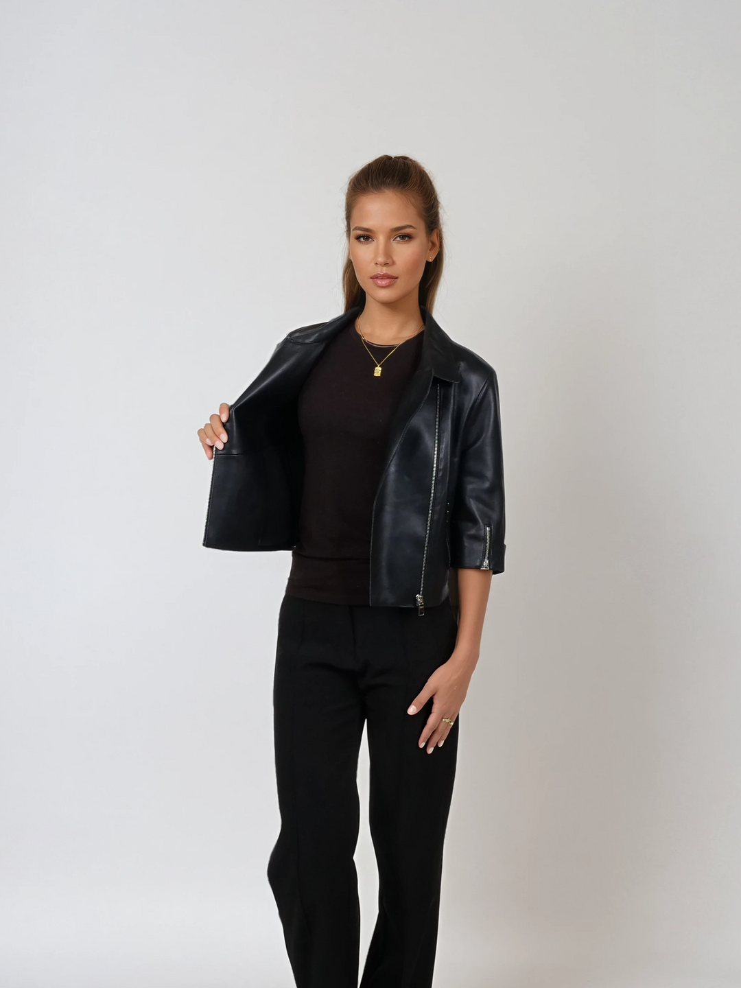 Ditte, 45 cm. - Lamb Dior Leather - Women - Black