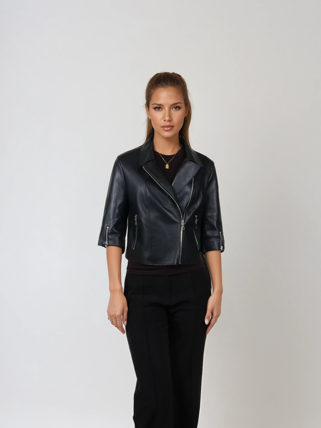 Ditte, 45 cm. - Lamb Dior Leather - Women - Black