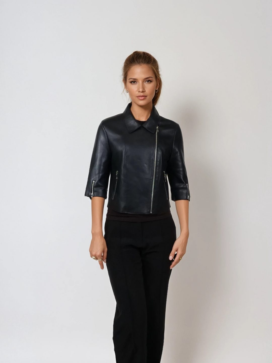 Ditte, 45 cm. - Lamb Dior Leather - Women - Black