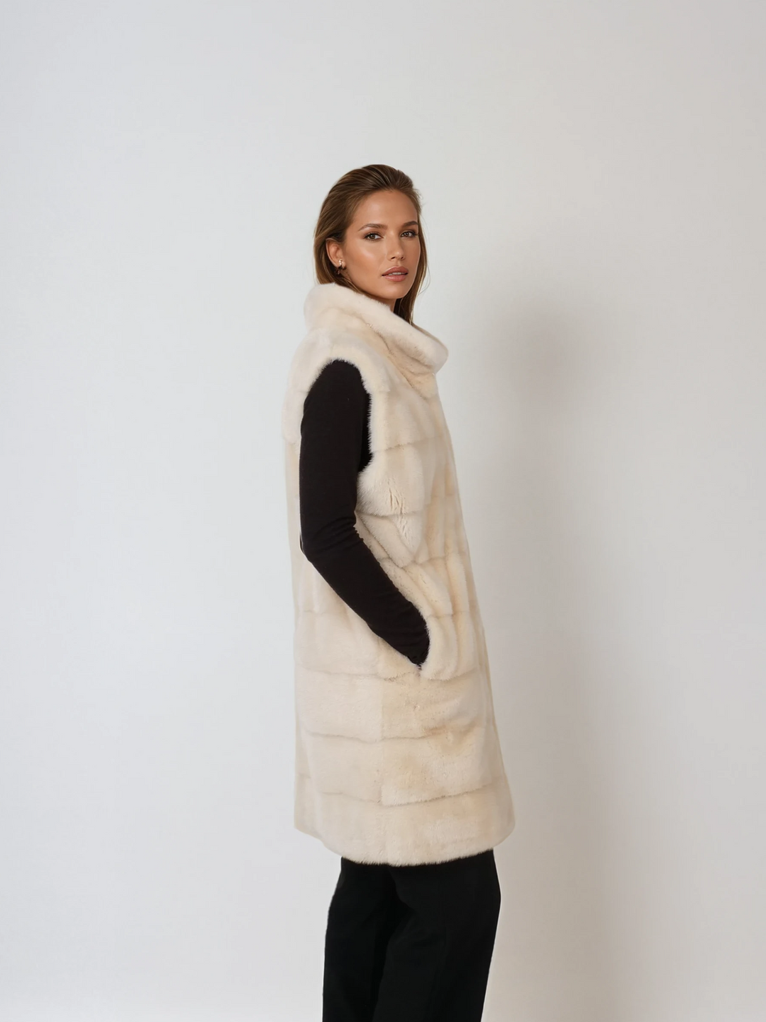 Denise väst, 90 cm. - Halsband - Mink - Kvinnor - Elfenben