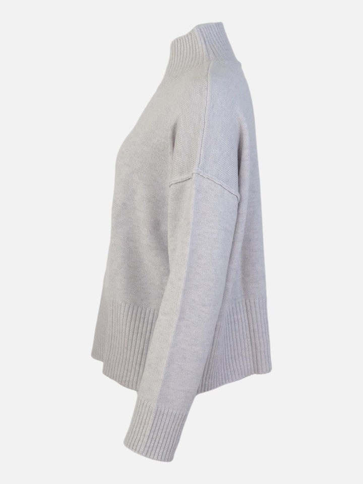 SY-23080 Sweater - 100% uld strik - Dame - Lysegrå