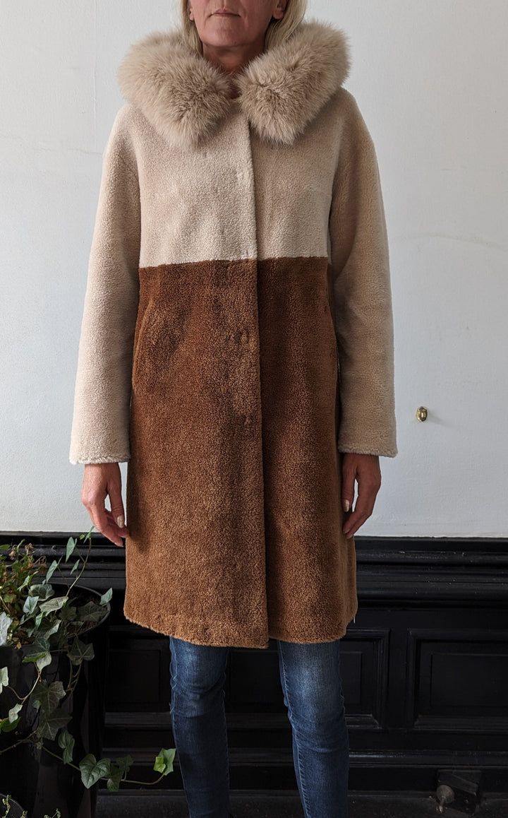 Gabia, 100 cm. - Hood - Air Wool Coat - Women - Light Camel & Camel