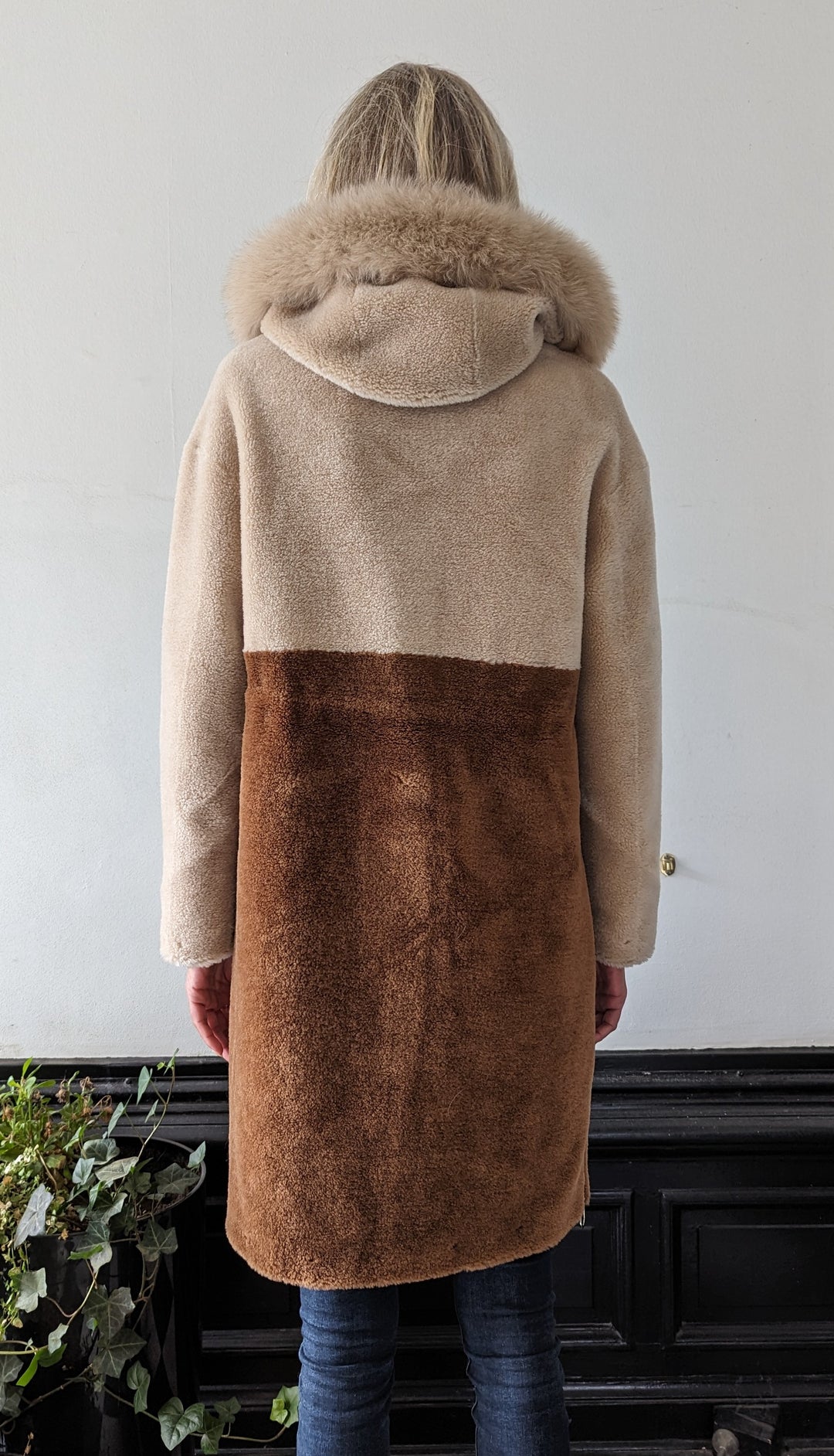 Gabia, 100 cm. - Hætte - Air Wool Frakke - Kvinde - Camel & Lys Camel