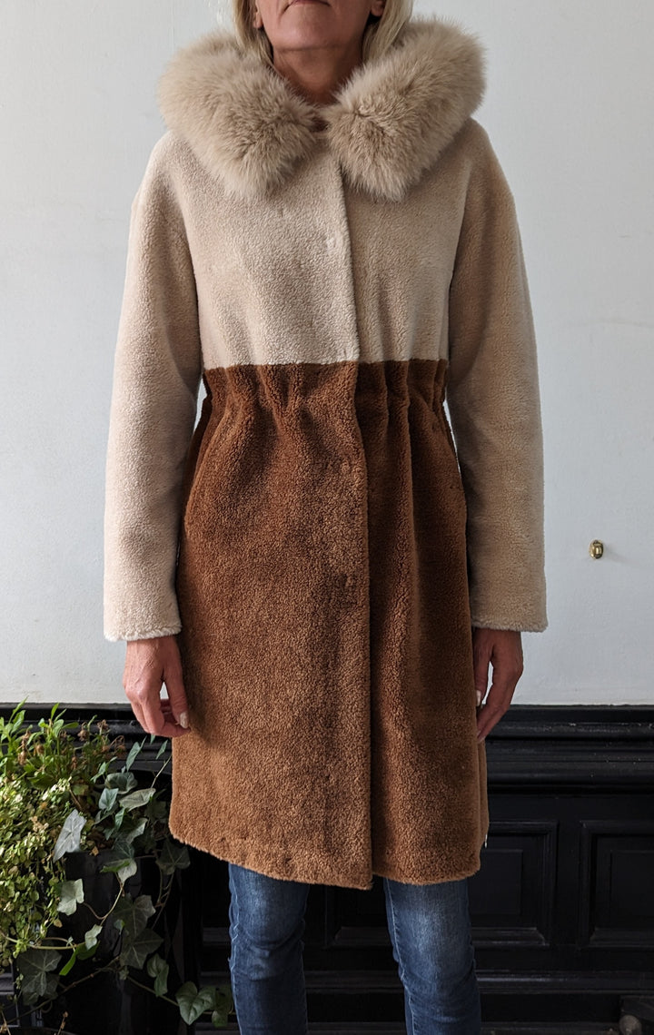 Gabia, 100 cm. - Hætte - Air Wool Frakke - Kvinde - Camel & Lys Camel