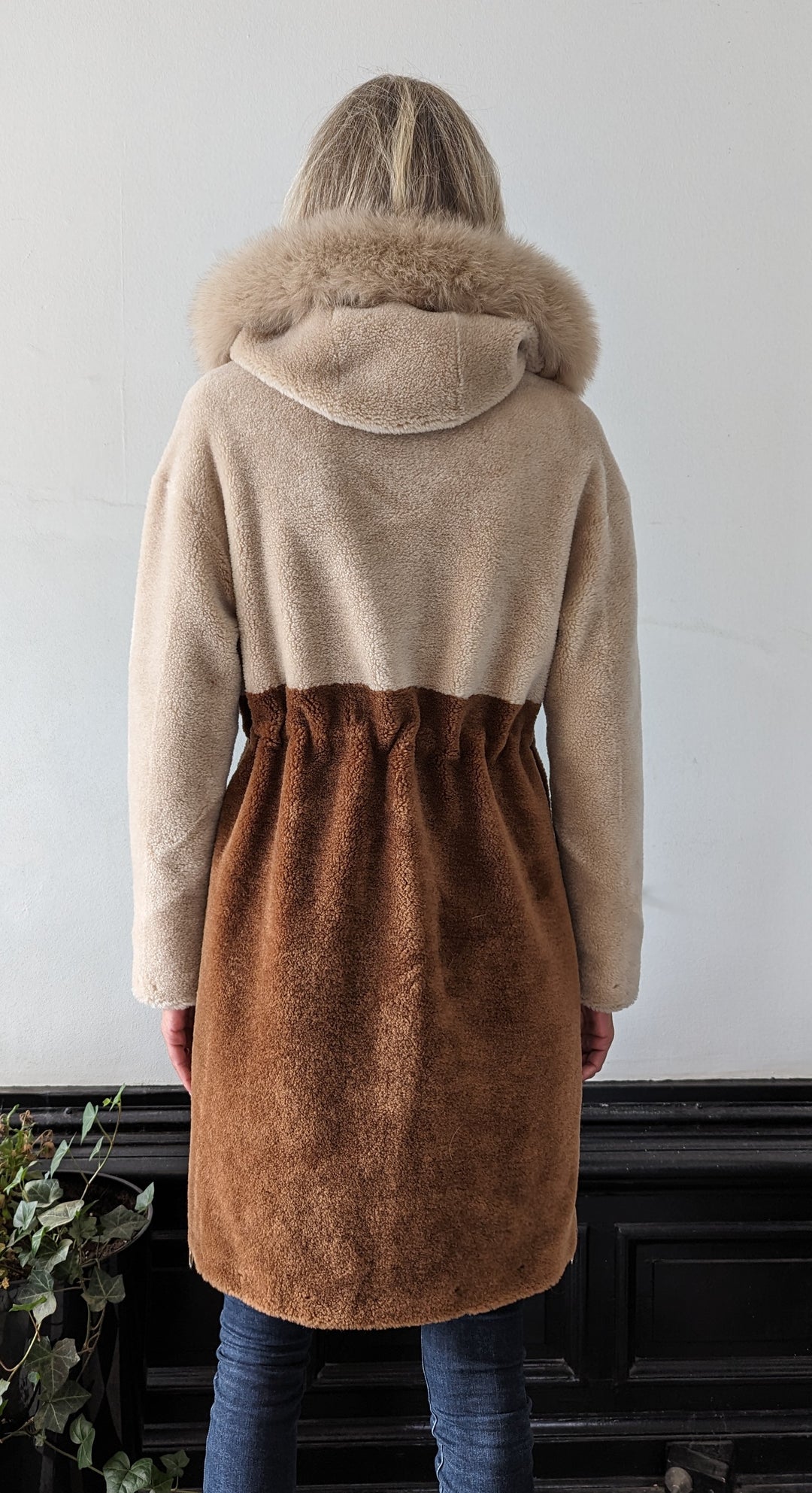 Gabia, 100 cm. - Kapuze - Air Wool Coat - Damen - Helles Kamel &amp; Kamel