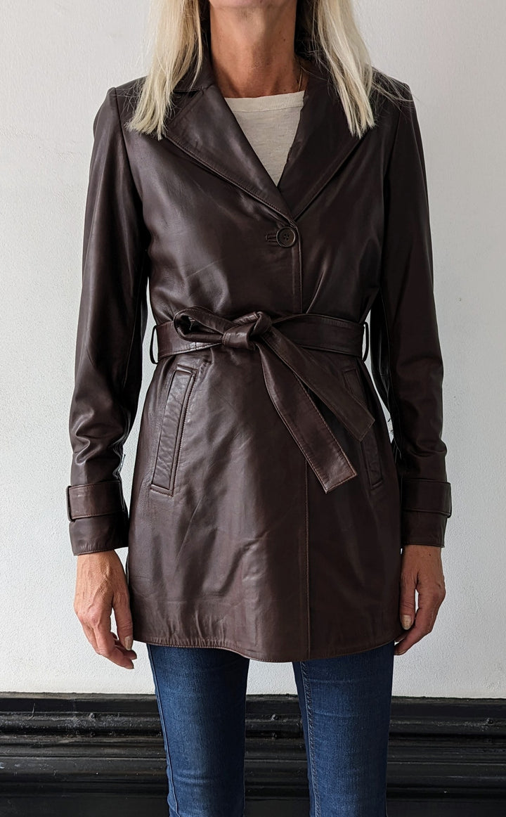 Ella - Leather jacket - Women - Red Brown