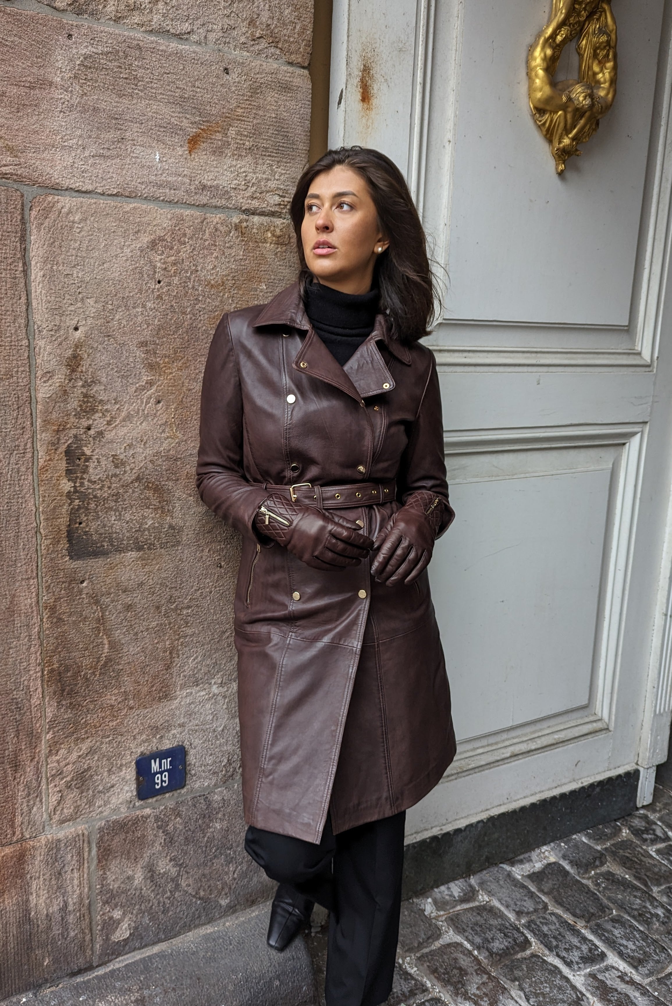 Pritta, 100 cm. - Lamb Leather coat - Women - Coffee Brown