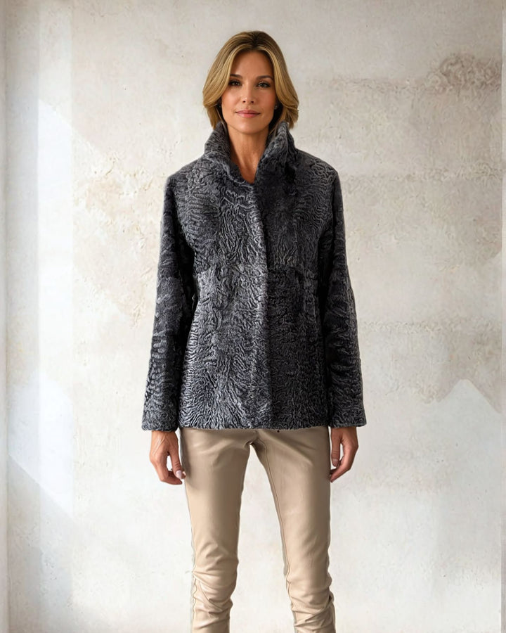 Olise, 65 cm. - Persian Lamb Jacket - Women - Grey