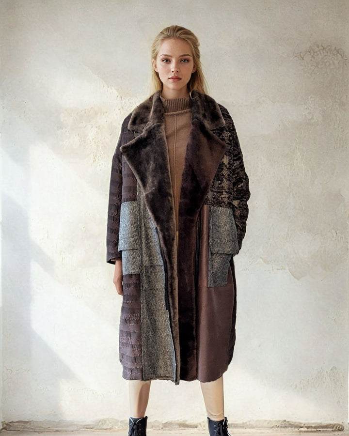 Iseline, 116 cm. – Kragen – 100 % Wolle – Damen – Mehrfarbig Braun